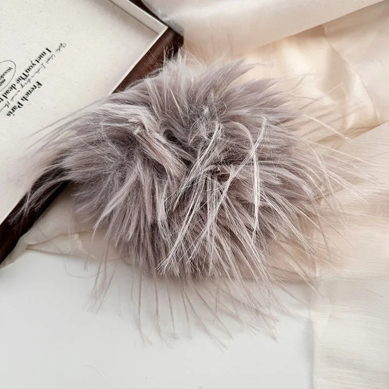 Large Feather Hair Rope Women Lady Elegant Black White Feather Elastic Hair Band Winter Headwear Fluffy Hair Scrunchy Hair Ring