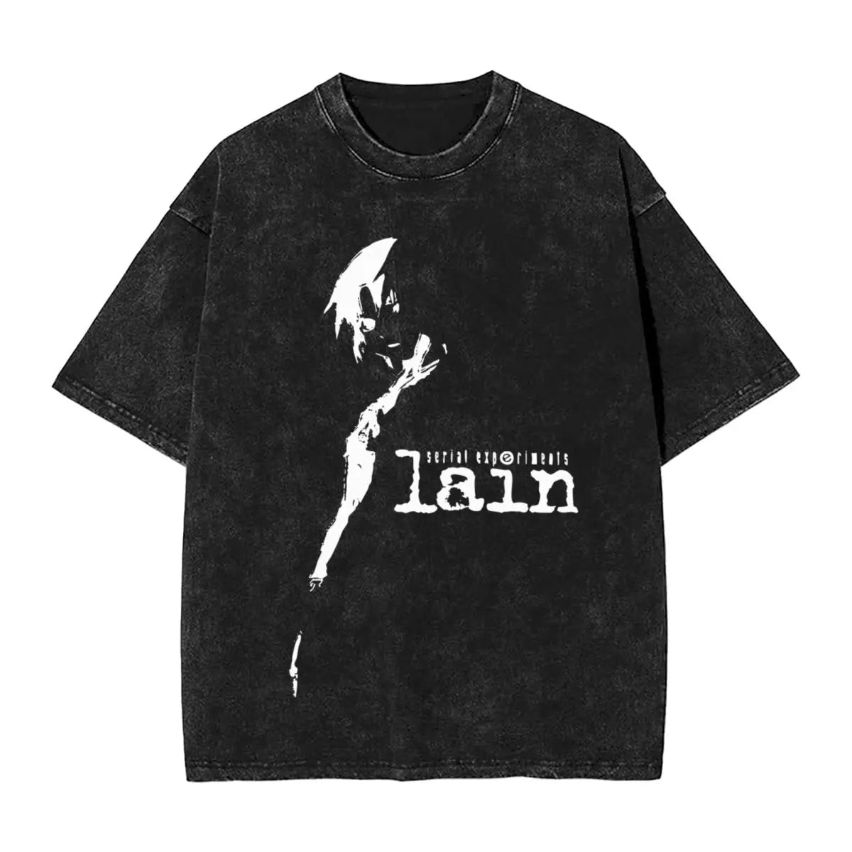 Tee Shirt Homme Graphic T-Shirts Men Tshirt for Men Ropa Hombre Serial Experiments Lain Washed Sci Fi Anime Japanese Camisetas