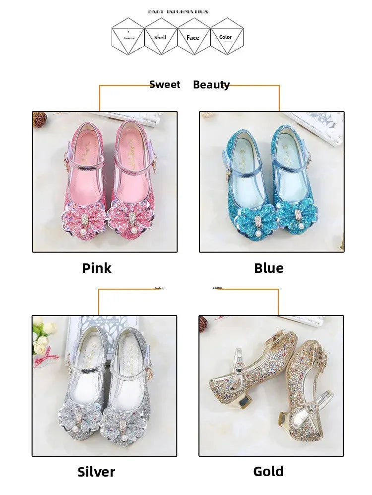 Children's Shoes  Princess Shoes Girl's Fashion Sandals Crystal Princess Shoes Blue Pink Silver