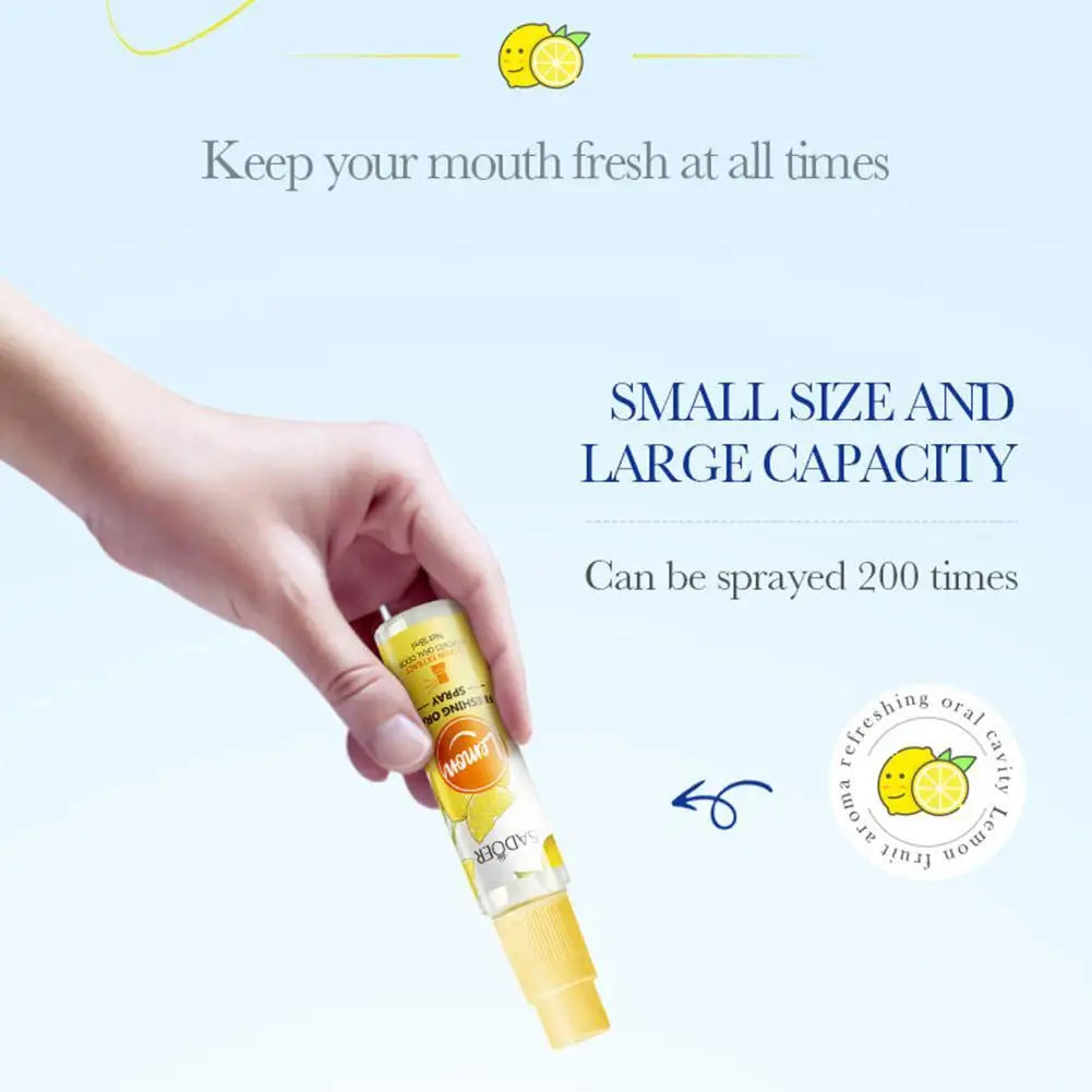  SADOER 1PCS Protable Fragrance Lemon Oral Fresh Mouth Breath Spray Fresh Bad Breath Spray No Eliminate Alcohol N9A8