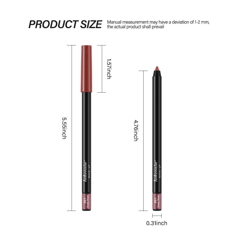 Lipliner Pencil Waterproof Matte Red Contour Tint Lipstick Long Lasting Non-stick Cup Moisturising Lips Makeup 12 Colors