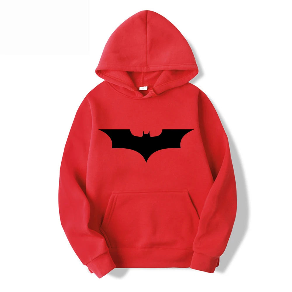 Men's hoodie and bat logo: Fashionable and comfortable hooded sweatshirt, a fan of heroes