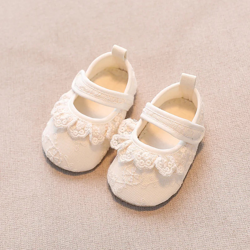 Baby Girls Shoes Non-Slip Soft Soled Lace Bowknot Flats Toddler Girls First Walker Spring Autumn Princess Shoes