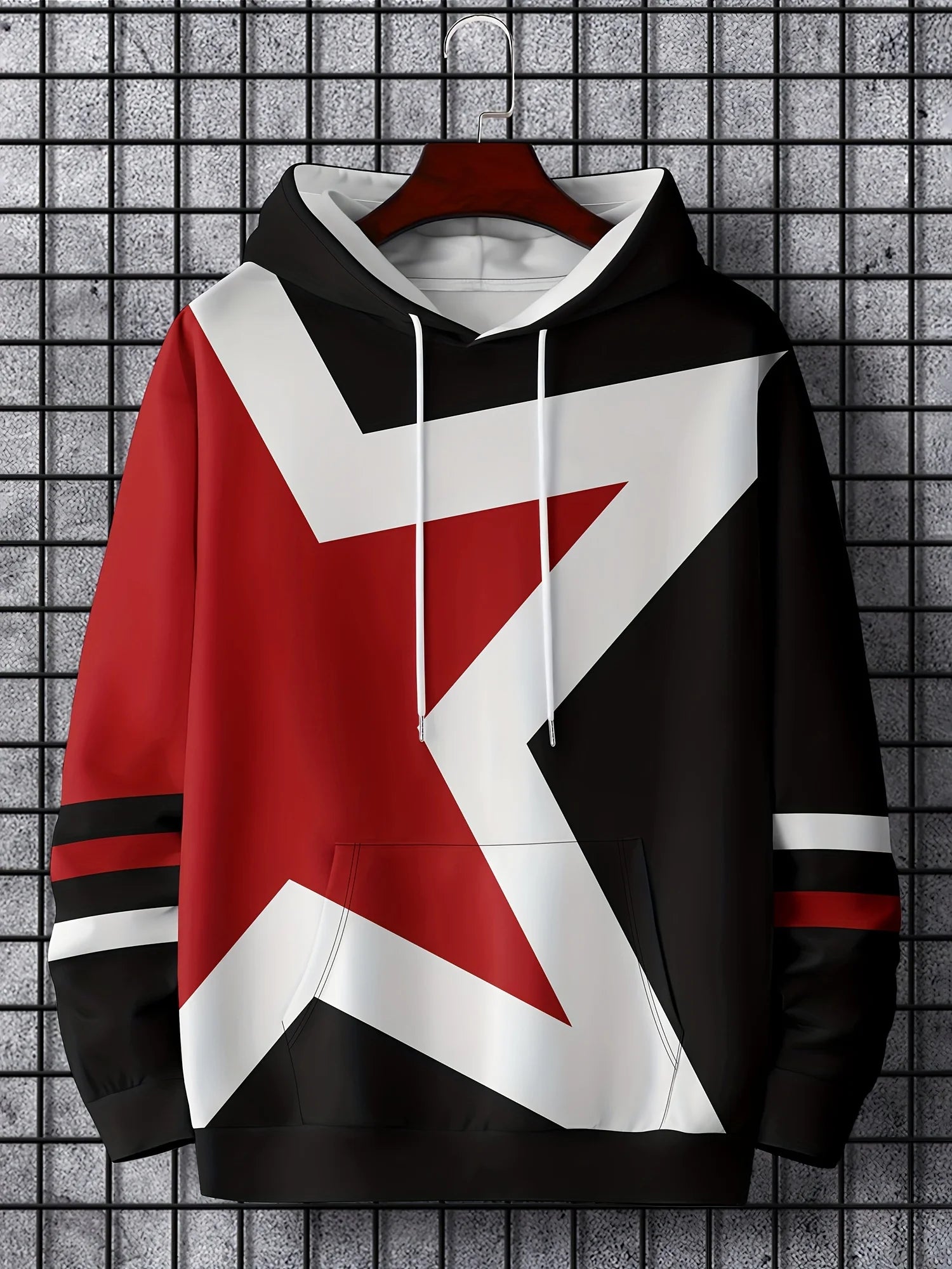 The new men's hoodie for the autumn of 2025 features a street casual and fashionable 3D star print pattern that is soft