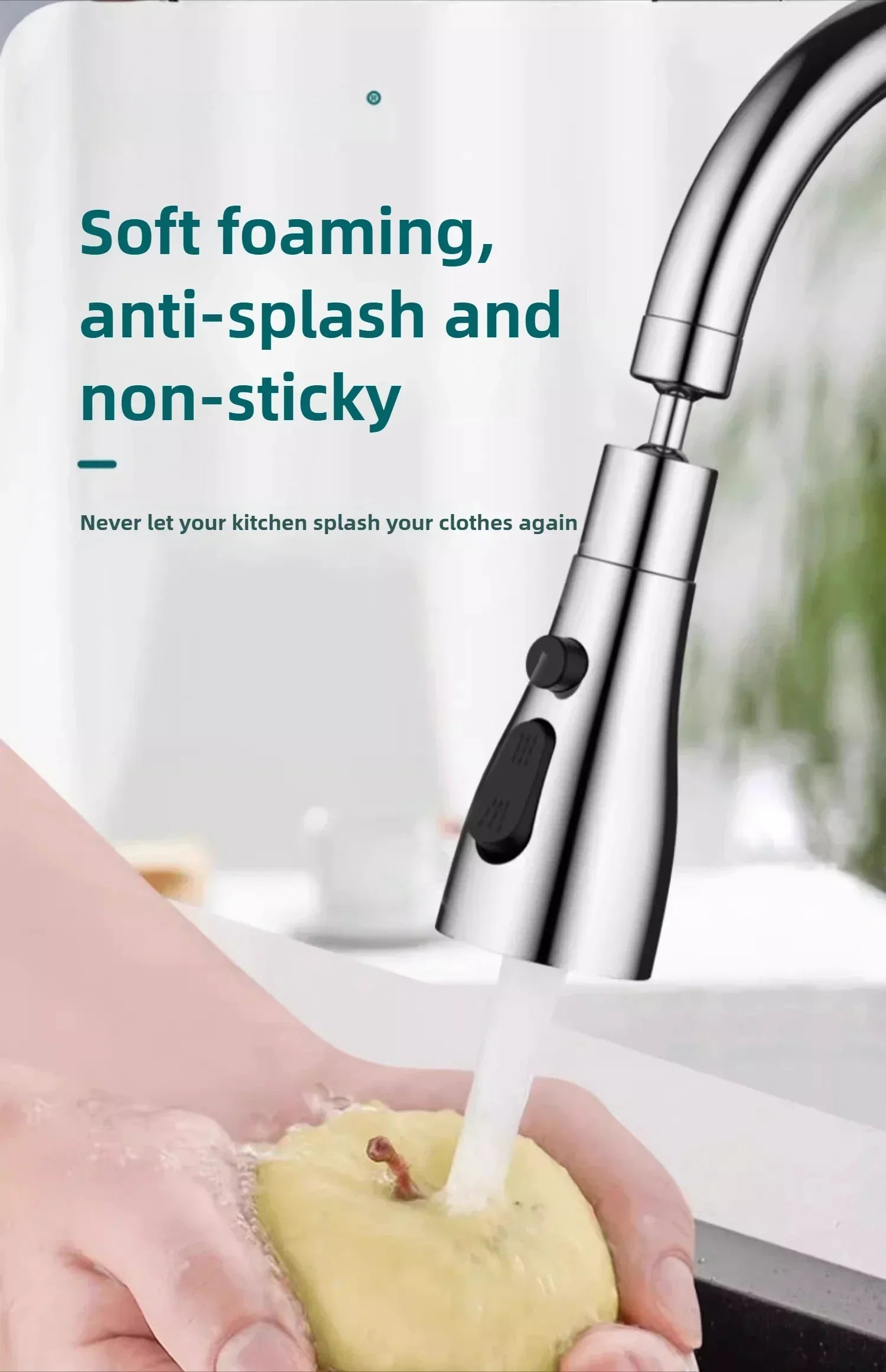 Universal 360° Rotate Kitchen Faucet Extender Aerator Plastic Splash Filter Kitchen Washbasin Faucet Bubbler Nozzle Aerator