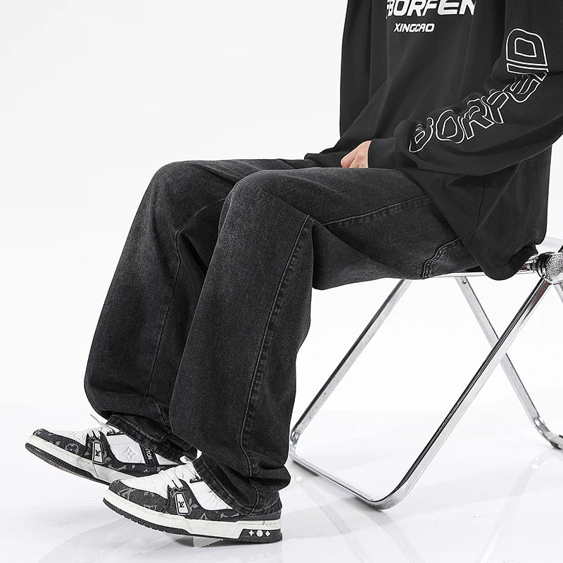 Men's Jeans Summer Thin Style Trendy Fashion 2025 New Boys Casual Versatile Loose Straight Wide-Leg Pants Men's