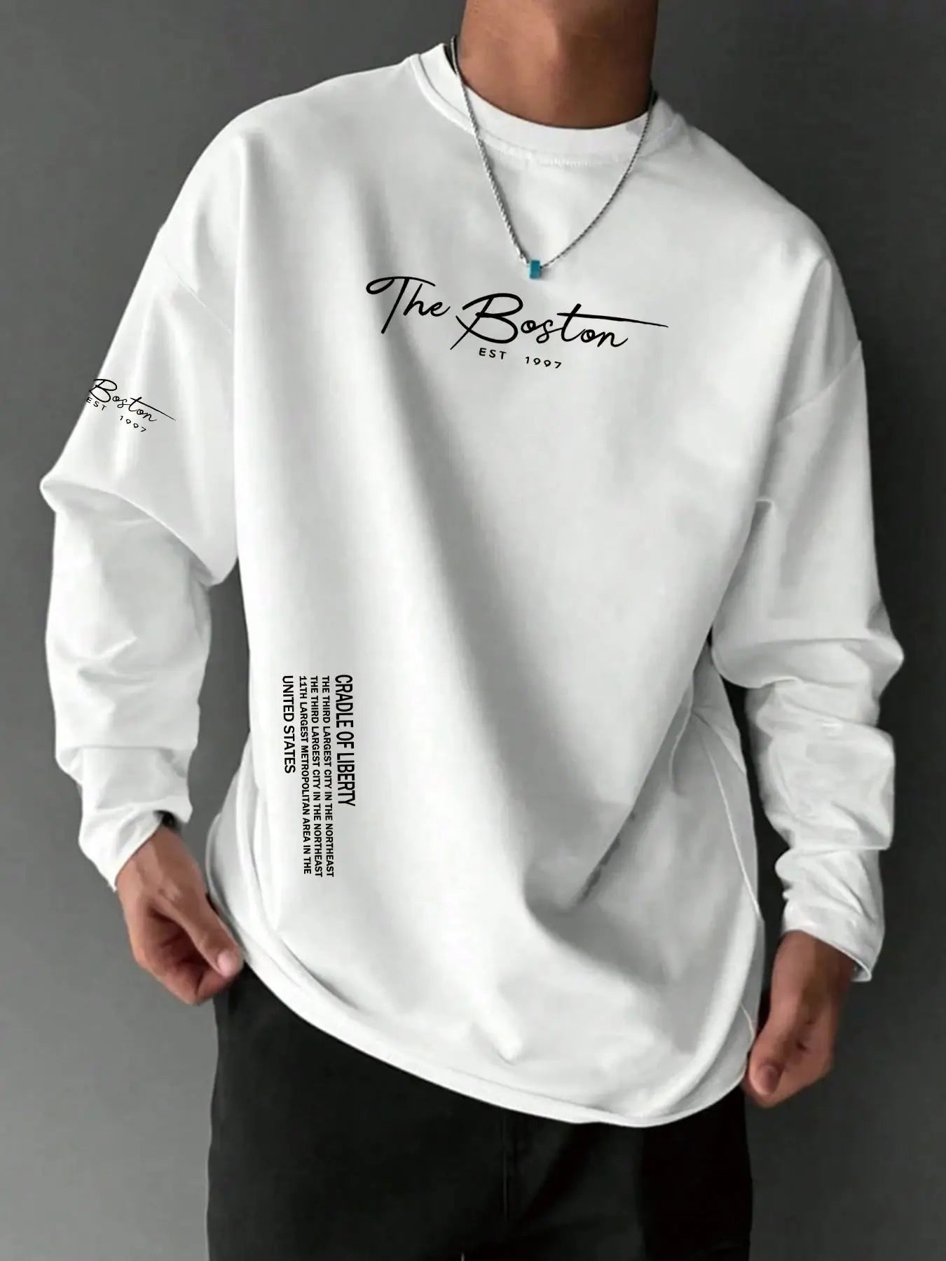 Long-sleeve T-shirt, casual streetwear, basic style, essential for spring/fall. Soft and comfortable fabric. Suitable for use