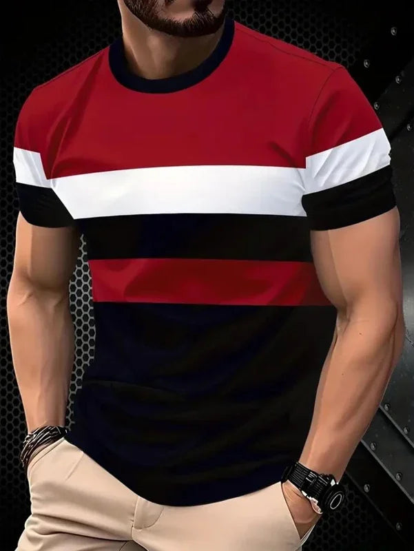 Summer Men Clothes Short Sleeve Round Neck Tops T Shirt Men Casual Fashion Fitness Running Sport Tops High Elasticity