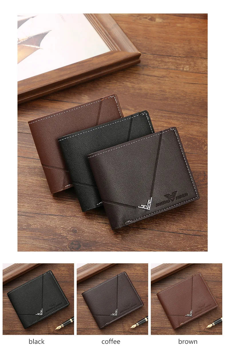Men's Slim Money Clip Wallet Credit Card ID Holder Casual Male Leather Short Multi Card Holder Purses Business Man Bifold Wallet
