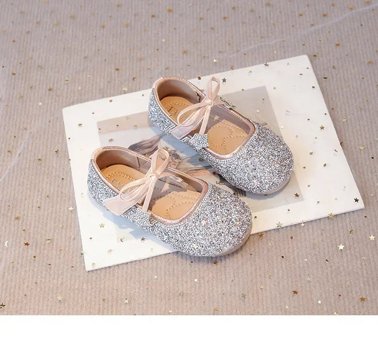Girls Princess Shoes Round Toes Sweet Bows