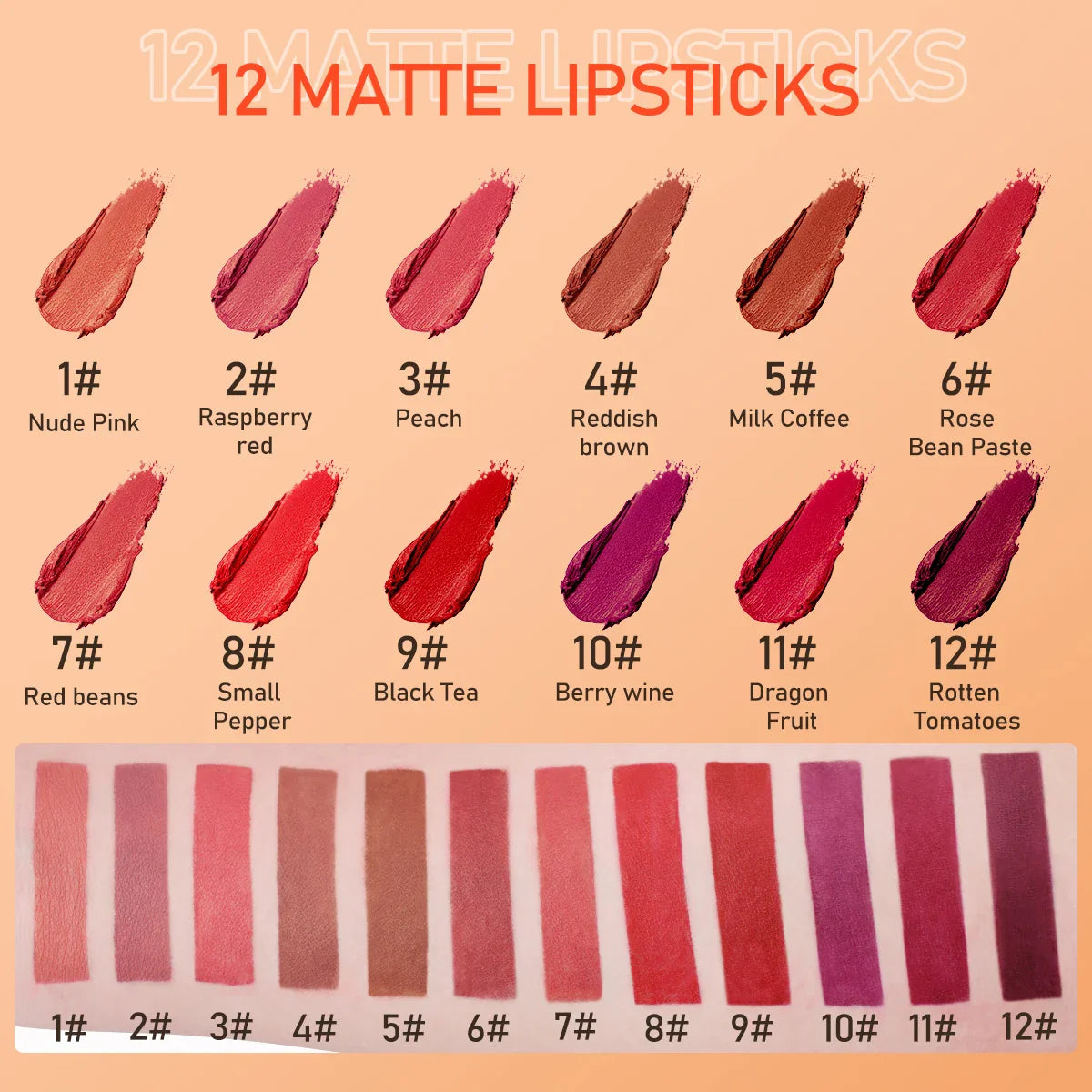 Lipstick Matte Waterproof Velvet Pigment Nude Rouge Waterproof Long Lasting Lip Profissional Cosmetics Beauty