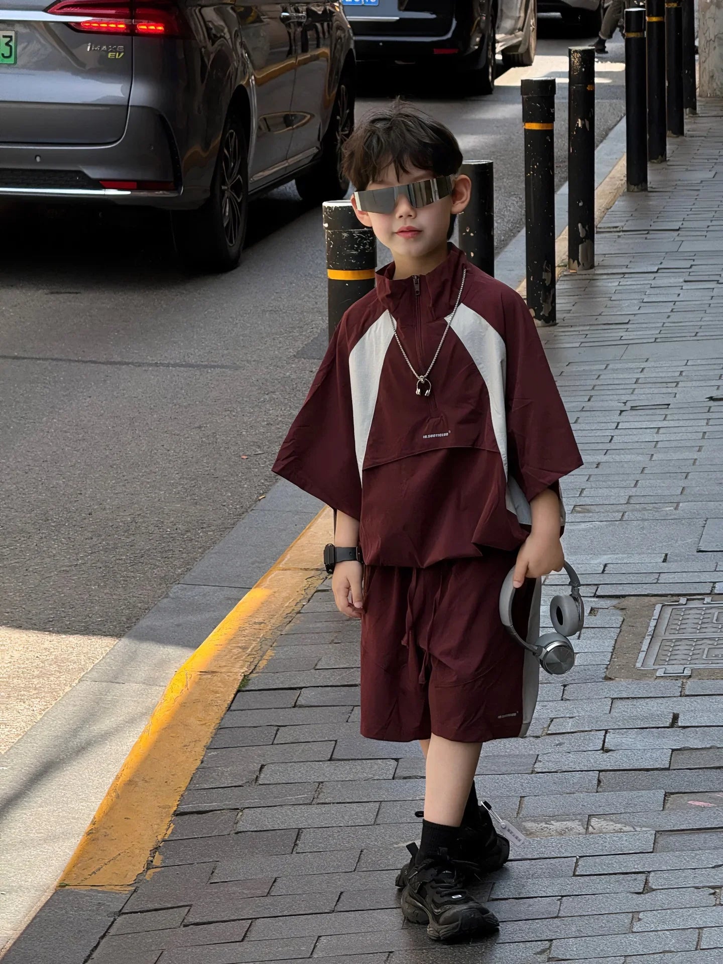 New Handsome Casual Work Clothes Set for Children, Boys' Sports and Leisure, Breathable Two Piece Set, Trendy