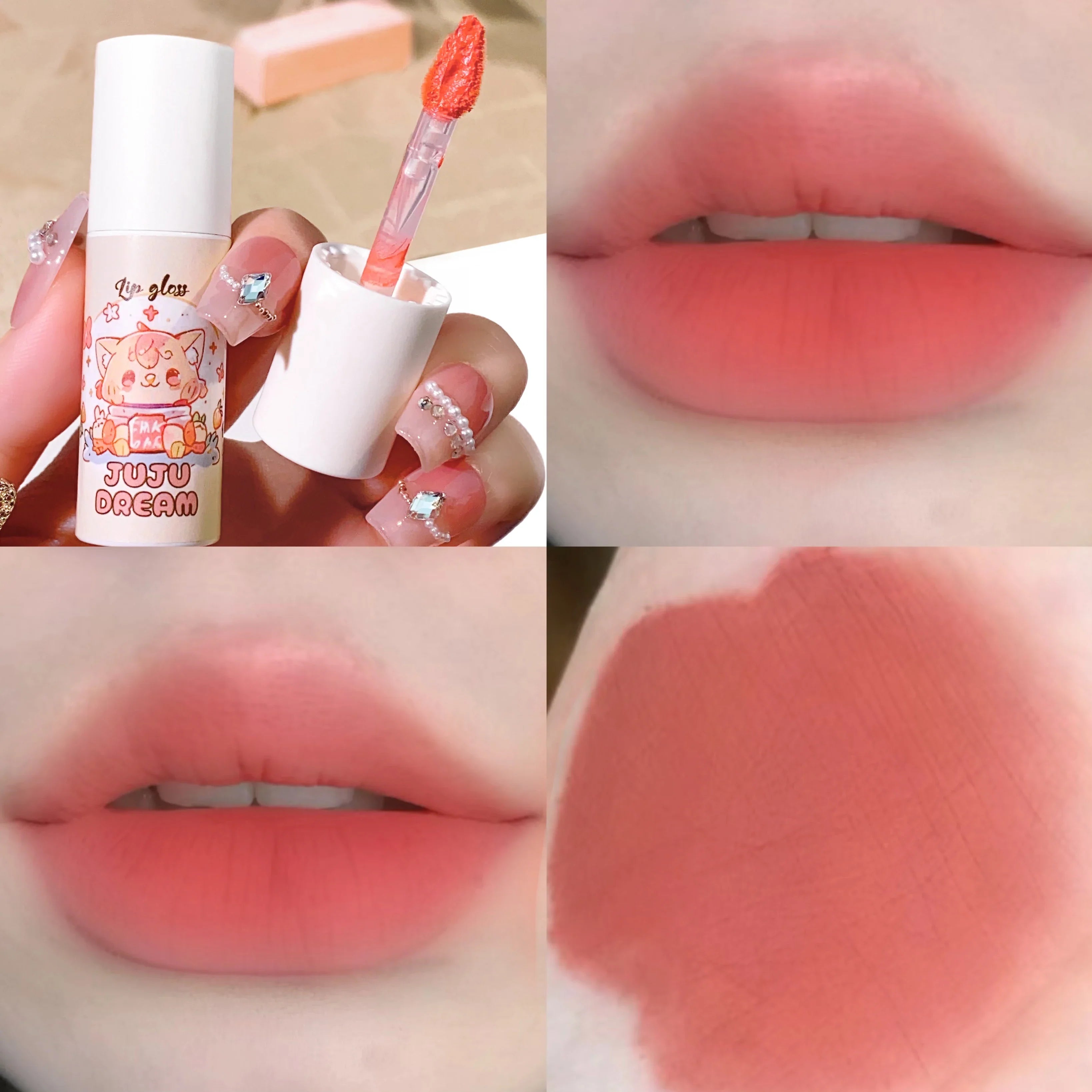 JUJU velvet lip glaze matte matte fake plain white honey peach cheap lip paste