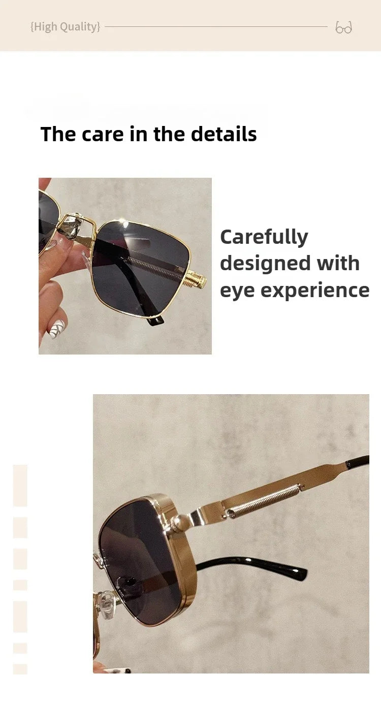 Sun Glasses New Eyeglasses Vintage Steampunk Square Metal Sunglasses Fashionable Versatile Unisex Eyewear Unique Statement Style