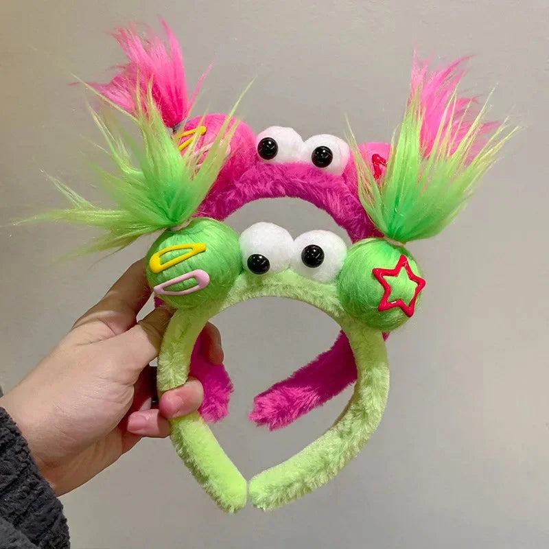 Girls Face Wash Headband Plush Skin Care Bath Shower Makeup Hair Band Soft Absorbent Cartoon Clown Doll Hair Accessories