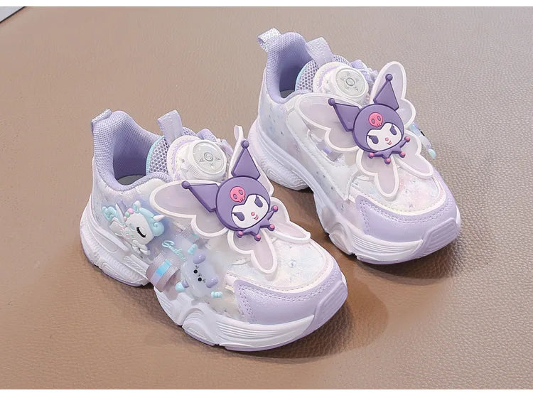Girls Leather Hook-and-Loop Shoes - Non-Slip Thick Sole Chunky Sneakers Soft Bottom Fashion Casual Shoes for Kids