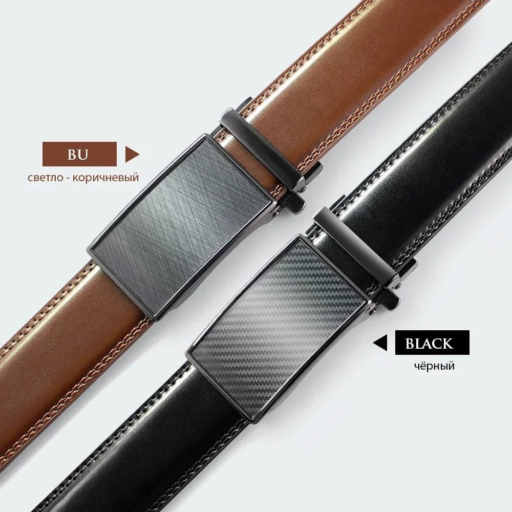 New Mens Leather Belt  Automatic Genuine Leather Belts Belt Male Leisure Fashion Ratchet Belts for Men Pants Waistband Ремень
