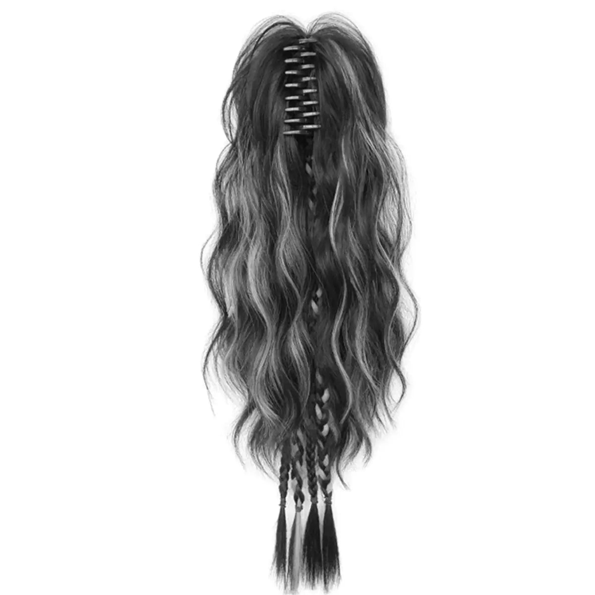 Boxer braid hair clips, Sweet Cool Style Women's Hair Extensions, Short Curly Hair with Long Ponytail Claw Clip, Daily Use