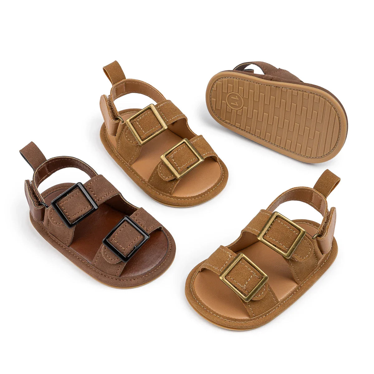 Casual Style Buckle Decoration Beach Baby Sandals Anti-slip Comfortable Soft-soled Baby First Walkers