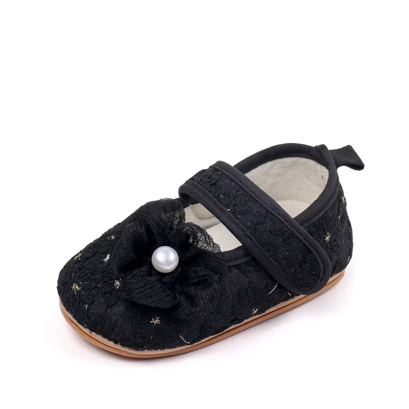 Baby Girls Princess First Walking Toddler Shoes With High Quality Embroidery Design And TPR Sole For 0-18M Baby