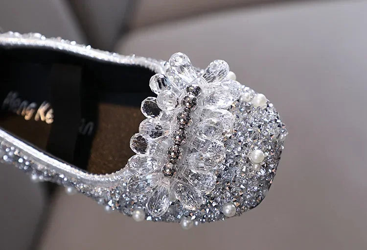 Kids Girl Shoes New Girls Princess Shoes Fashion Children Sequins Bling Bow Shoe Kid Rhinestone Non-slip Flat Shoe