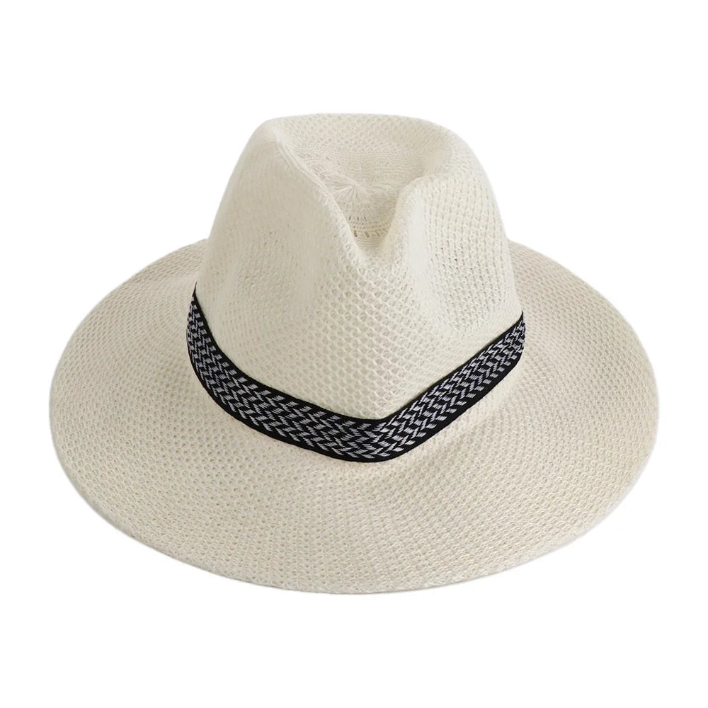 Fisherman Hat Cool Beach Dad Bowler Hat Bohemia Style Male Solid Color Panama Hat Old Man Sun Hat Middle-aged Men Straw Hat