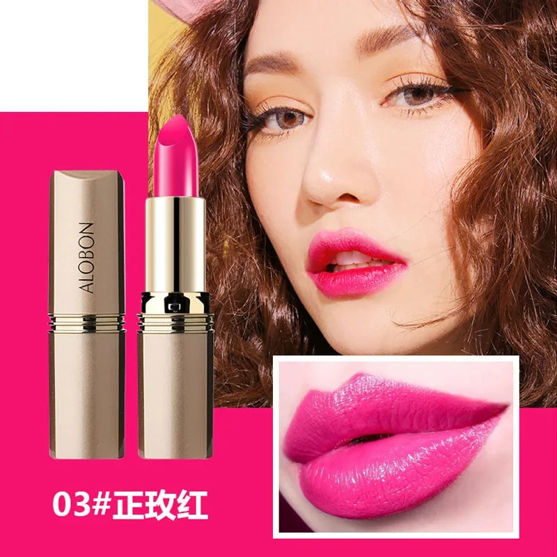 Pink Lipstick Waterproof Matte 24 Hours Long Lasting Non-Stick Cup Red Rose Lip Tint Velvet Cosmetic Women Make Up