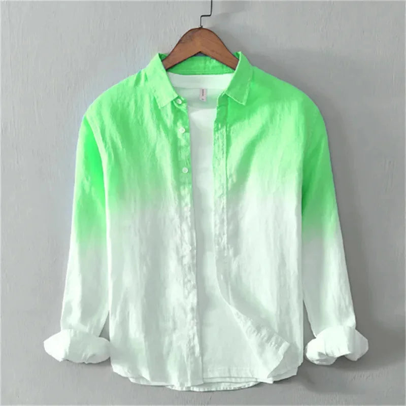 Men's shirts long sleeve shirts fashion design casual linen shirts gradient large size design high quality men's tops XS-6XL