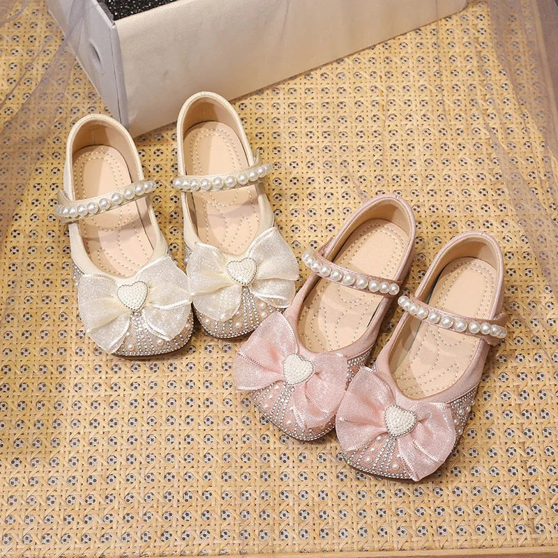 Girls’ Princess-Style Dress Shoes – Faux Leather Mary Janes with Sparkle Accents, Comfortable for Parties & Special Occasions