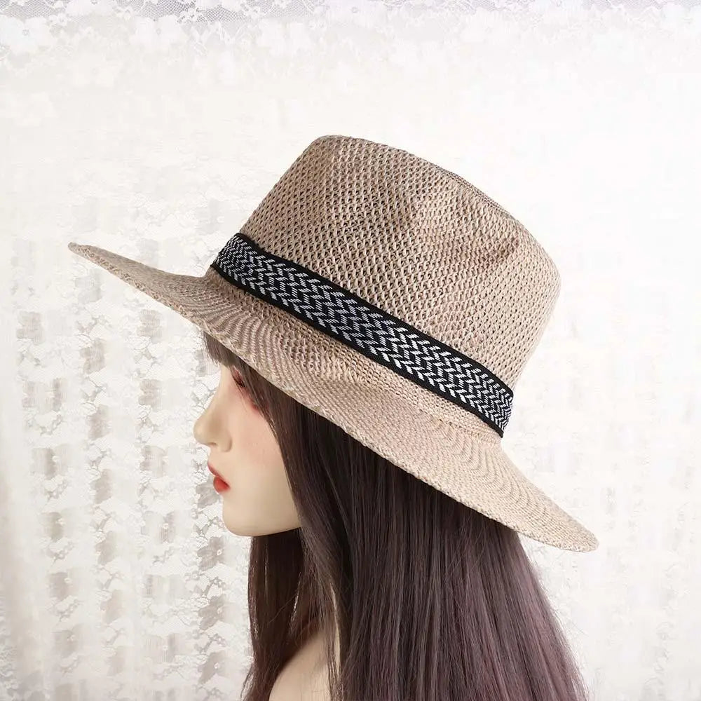 Fisherman Hat Cool Beach Dad Bowler Hat Bohemia Style Male Solid Color Panama Hat Old Man Sun Hat Middle-aged Men Straw Hat