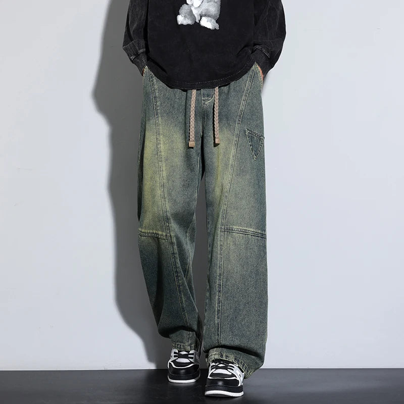 Jeans for Men Men's Casual Trousers Versatile Spring Autumn Large-sized Long Pants Fashionable Loose Straight-leg Wide-leg Pants