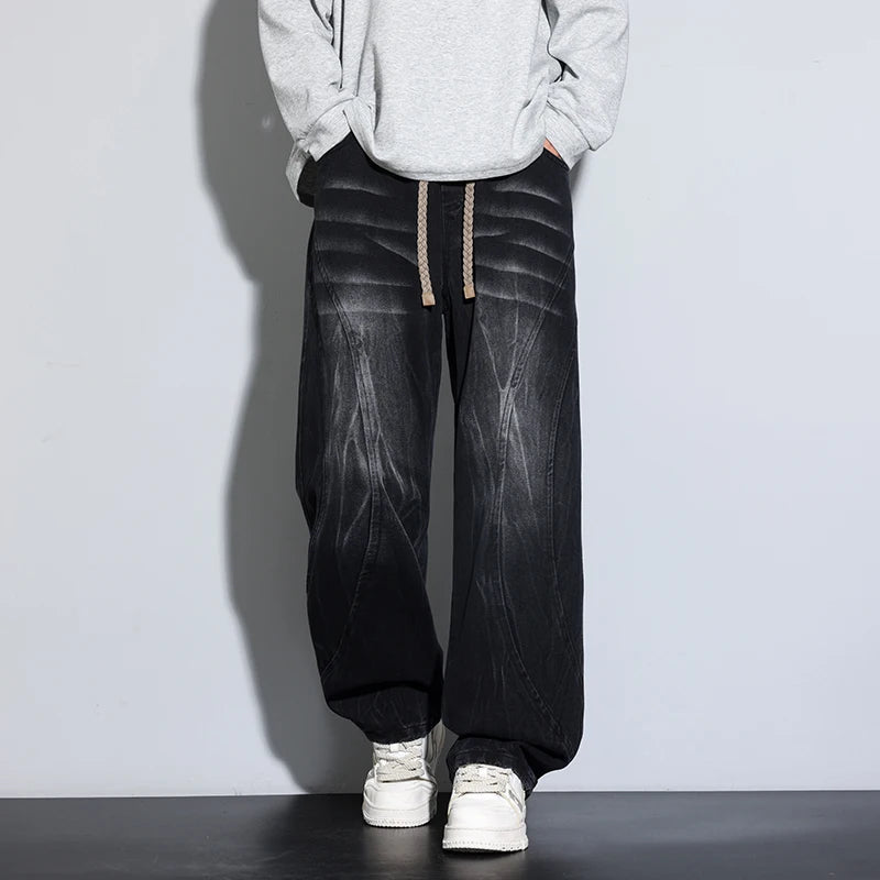 Jeans for Men Men's Casual Trousers Versatile Spring Autumn Large-sized Long Pants Fashionable Loose Straight-leg Wide-leg Pants