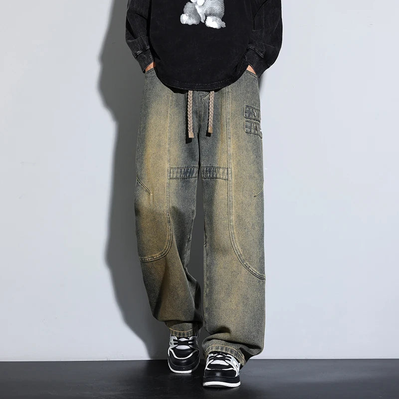 Jeans for Men Men's Casual Trousers Versatile Spring Autumn Large-sized Long Pants Fashionable Loose Straight-leg Wide-leg Pants