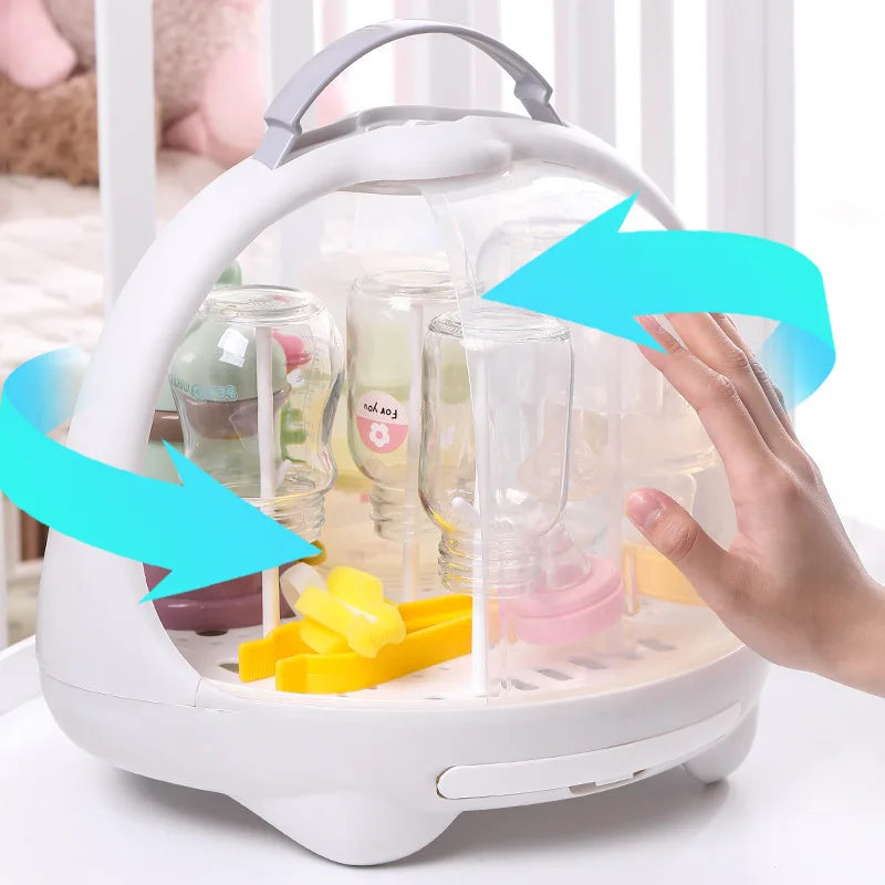 Baby Feeding Bottle Drying Rack Baby Bottle Holder Storage Box with Anti-dust Cover Dustproof Nursing Tableware Container