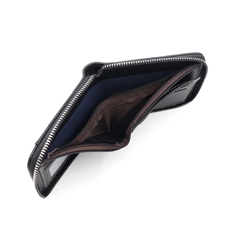 Leather Men’s Wallet Luxury Mens Purse Male Zipper Card Holders with Coin Pocket Rfid Wallets Gifts for Men Money Bag