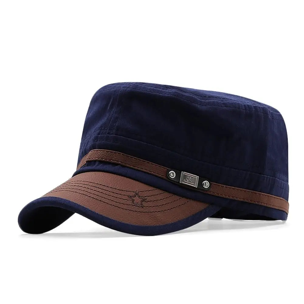 Men Unisex Army Hat Baseball Cap Cotton Cadet Hat Military  Breathable Combat Fishing Flat Adjustable Cap (Available)