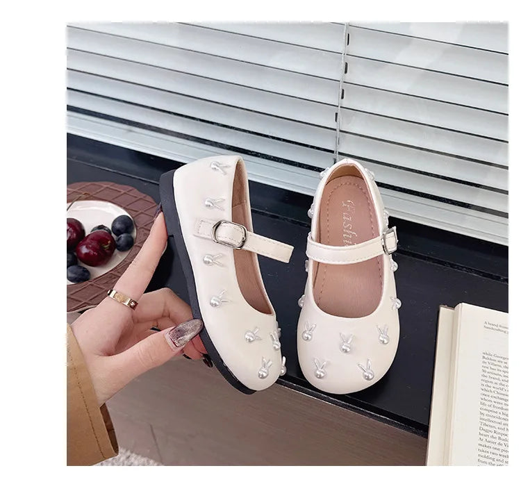 Child Princess Leather Shoe2025Four Seasons New Korean Edition Child FlatShoe  Glitter Girl Anti slip Versatile Le FuShoe