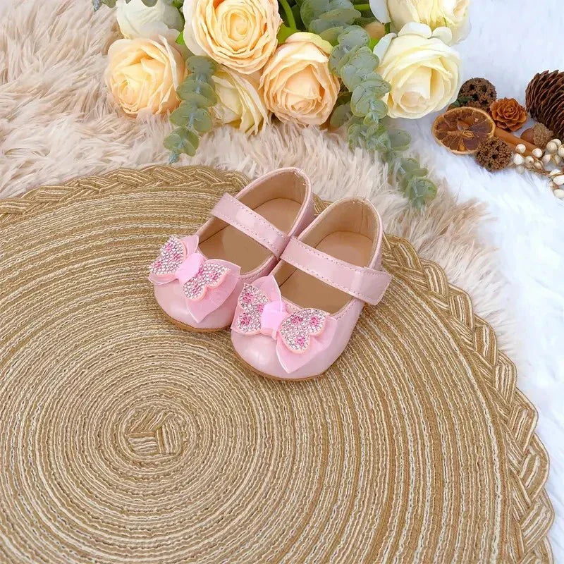 Spring and Autumn Bow Mary Jane Princess Shoes  Baby Girl Rubber Bottom Anti slip Sneaker