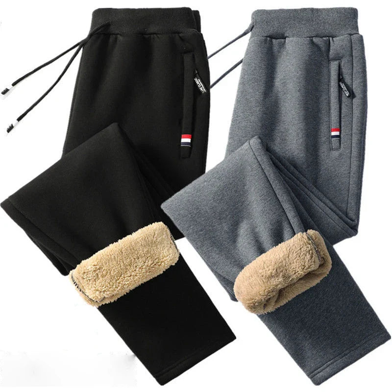 Winter Lambswool Warm Casual Pants Men's Fitness Jogging Sweatpants Male Solid Drawstring Bottoms Fleece Straight Trousers M-5Xl (Available)
