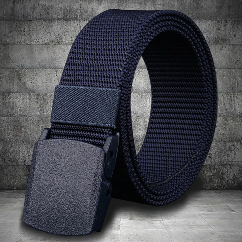 Men Belt Belts Adjustable Belt Men Outdoor Travel Tactical Waist Belt with Plastic Buckle for Pants 120cm