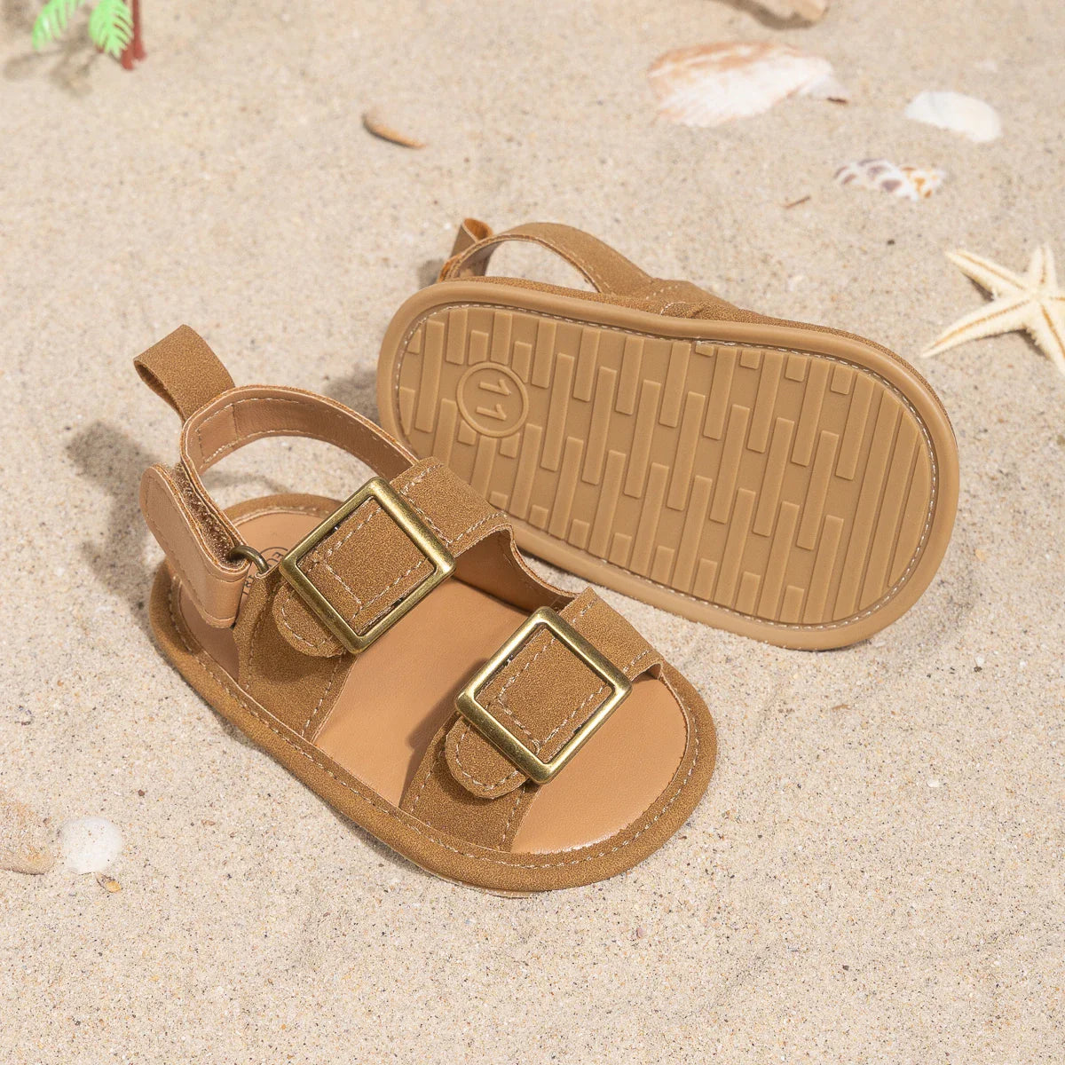 Casual Style Buckle Decoration Beach Baby Sandals Anti-slip Comfortable Soft-soled Baby First Walkers
