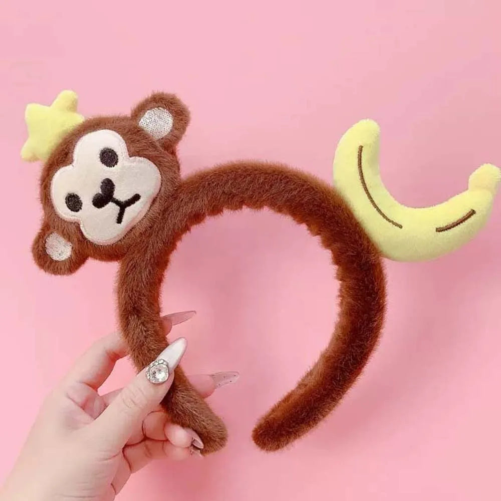 Sweet Hair Accessories Dachshund Hair Hoop Plaid Bow New Year Headwear Red Headband Moon Creative Cartoon Monkey Hairband Girls