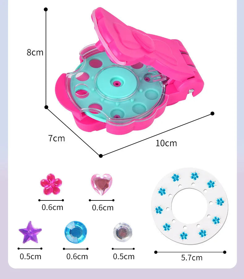 Girls Role Play Diamond Hair Accessories DIY Craft Set Magic Stamping Bling Stickers Princess Dress Up Birthday Gift Toy