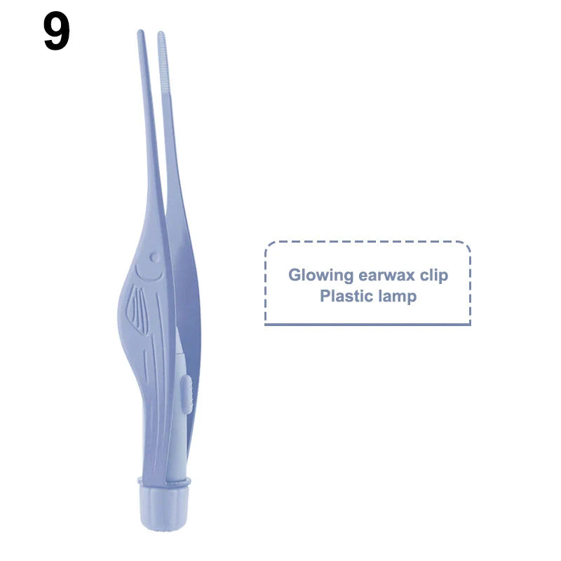 Baby Ear Cleaner Tweezer Soft Ear Picks LED Flash Light Ear Wax Curette Picker Ear Cleaning Tool Ear Wax Dig Removal Earpick Set