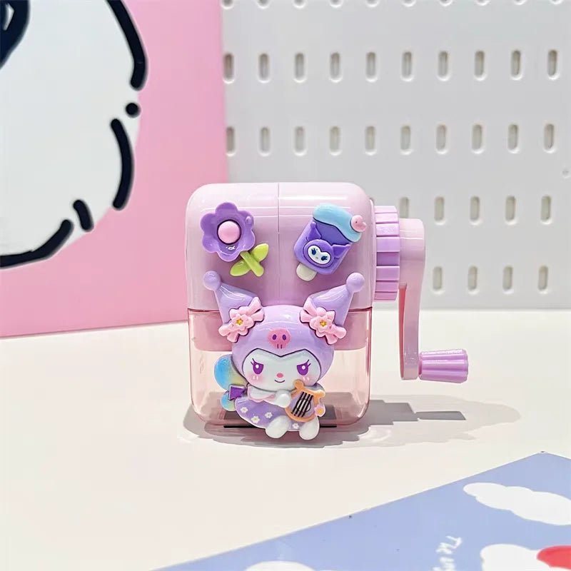 Kuromi cartoon pencil sharpener, children's hand-crank pencil sharpener, cute cartoon pencil sharpener, student stationery gift