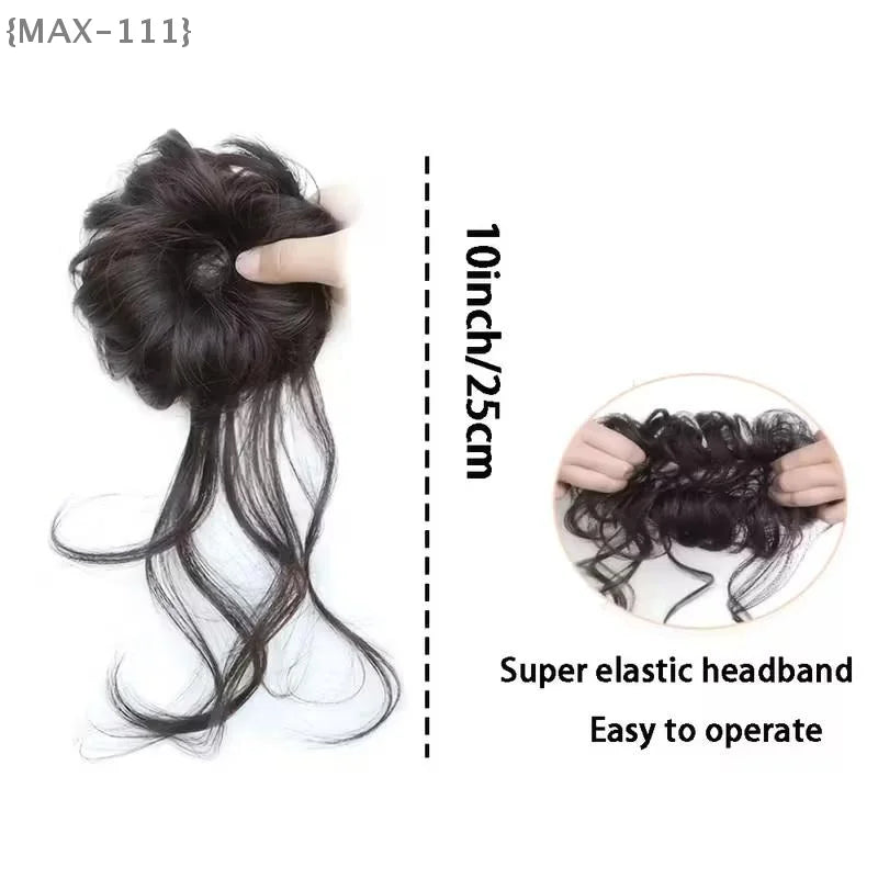 Messy Bun Hair Piece Tousled Updo With Tendrils Hair Bun Extensions Wavy Curly Hair For Women