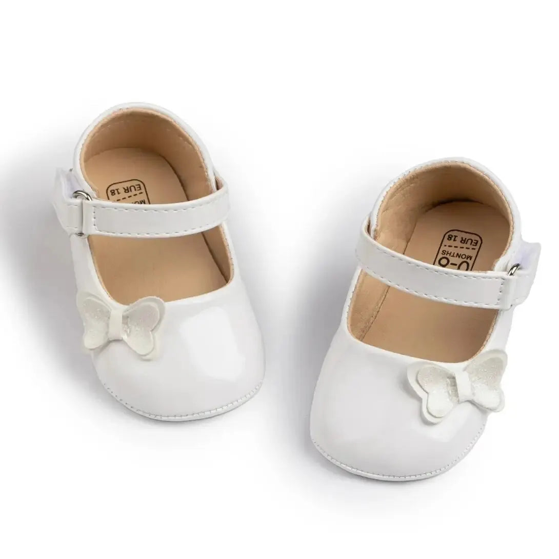 Meckior Baby Girl Shoes Newborn PU Leather Bowknot Dress Infants Shoes Rubber Non-Slip Toddler First Walker Baby Shoes Girls
