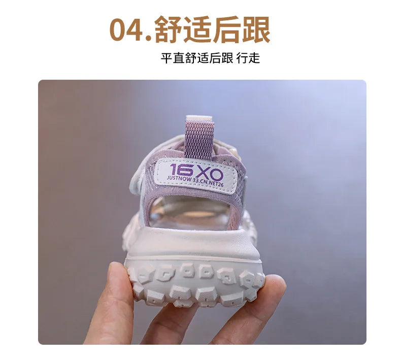 Boys and Girl's Casual Sandals Anti Kick Closed-toe Kid's Beach Shoes Summer Mesh Breathable Children's Sports Sandals