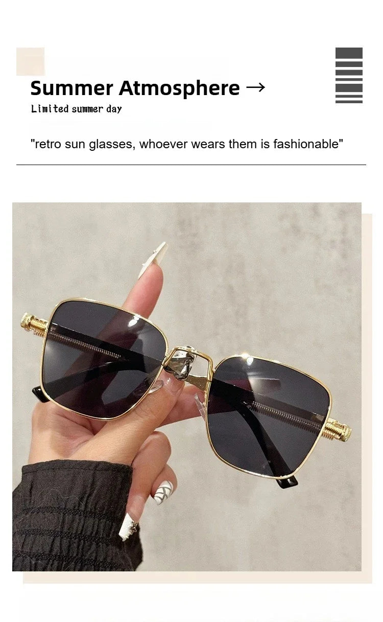 Sun Glasses New Eyeglasses Vintage Steampunk Square Metal Sunglasses Fashionable Versatile Unisex Eyewear Unique Statement Style
