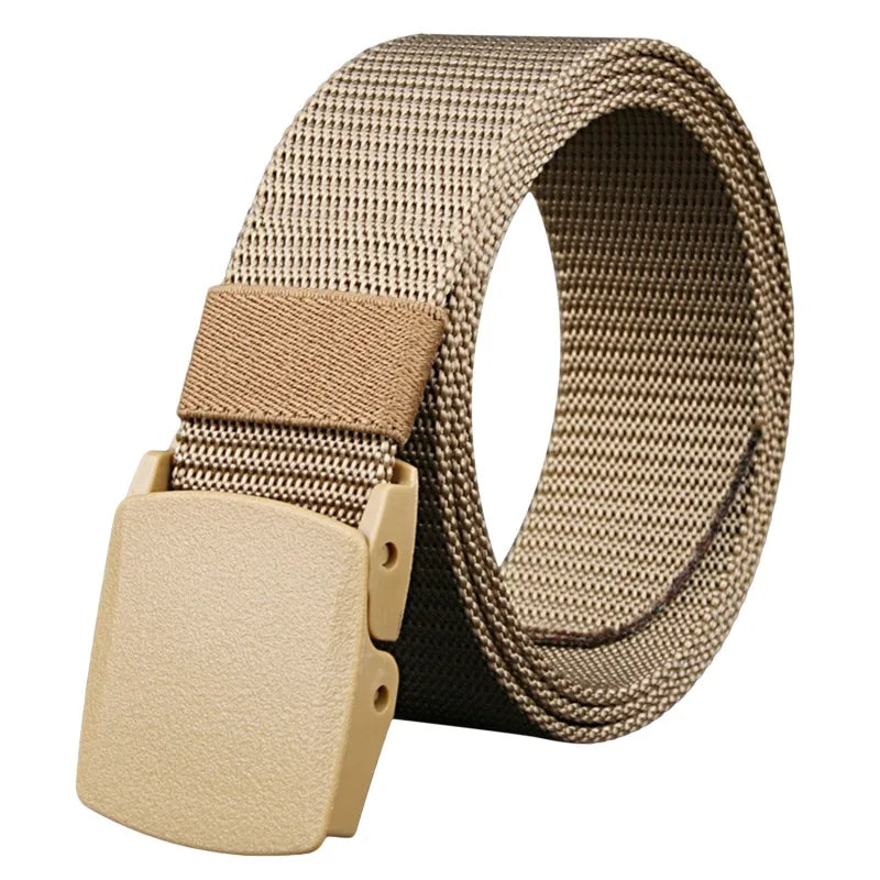 Men Belt Belts Adjustable Belt Men Outdoor Travel Tactical Waist Belt with Plastic Buckle for Pants 120cm